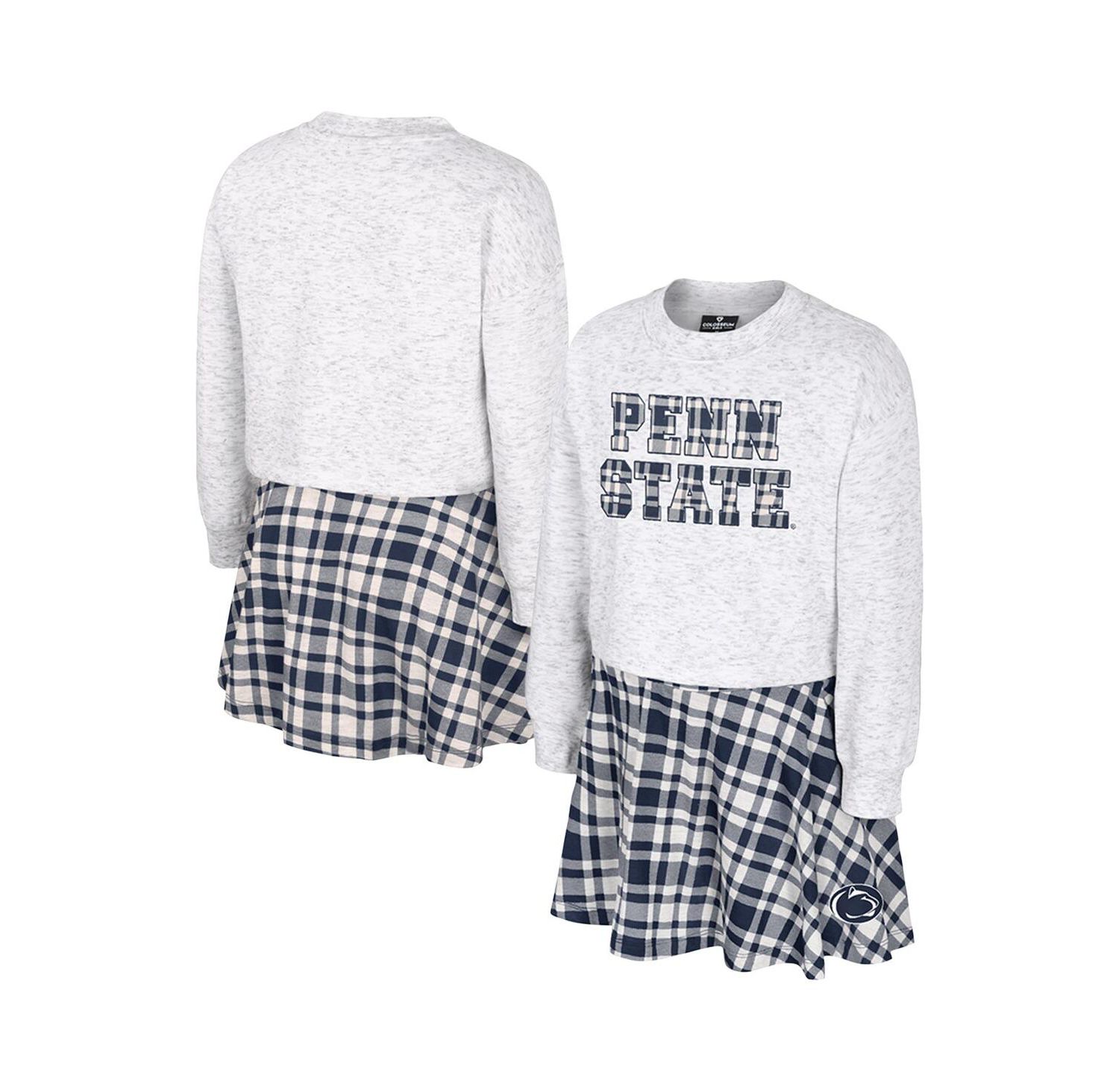 Big Girls 2-Piece Gray Penn State Nittany Lions Marceline Plaid Skirt and Top Set