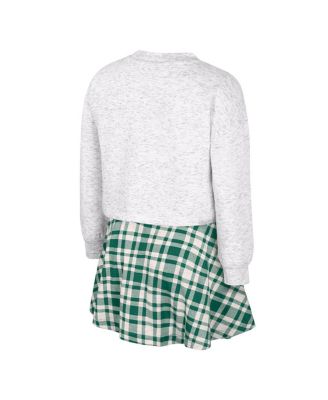 Big Girls 2-Piece White Michigan State Spartans Marceline Plaid Skirt and Top Set
