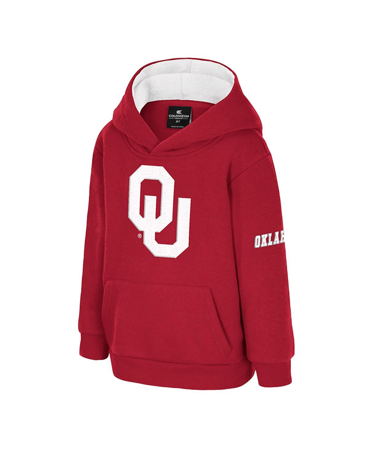 Colosseum Toddler Crimson Oklahoma Sooners Big Logo Volume Fleece Pullover Hoodie In Burgundy