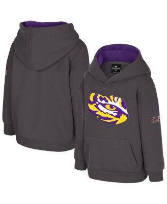 Colosseum - Toddler Charcoal LSU Tigers Big Logo Volume Fleece Pullover Hoodie