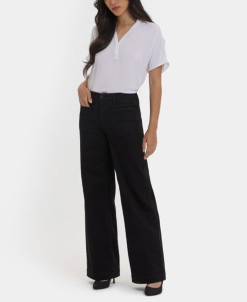 Женские джинсы NYDJ Teresa Wide Leg Patch Pocket, цвет: Чёрный