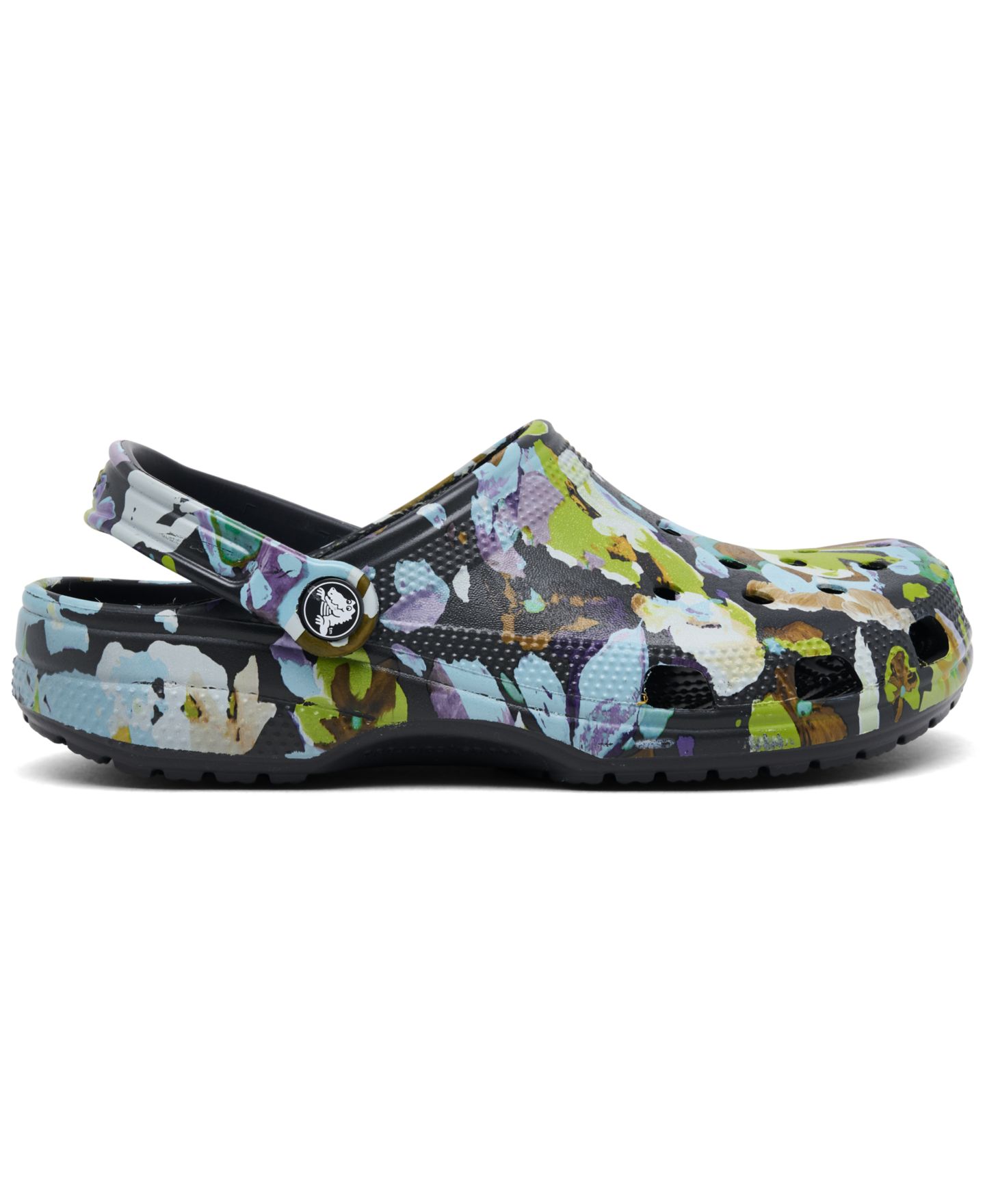 Женские сабо Crocs Classic Painted Floral, цвет: Чёрный песочный — фото 3