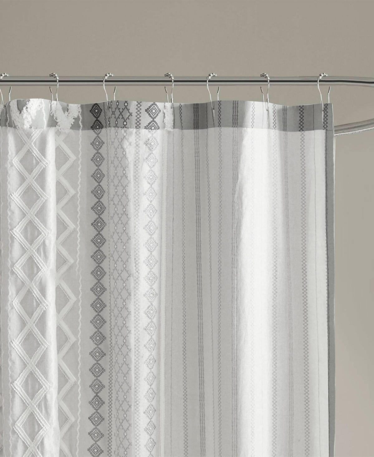 Ink+Ivy Imani Stripe Cotton Chenille Shower Curtain, 72" x