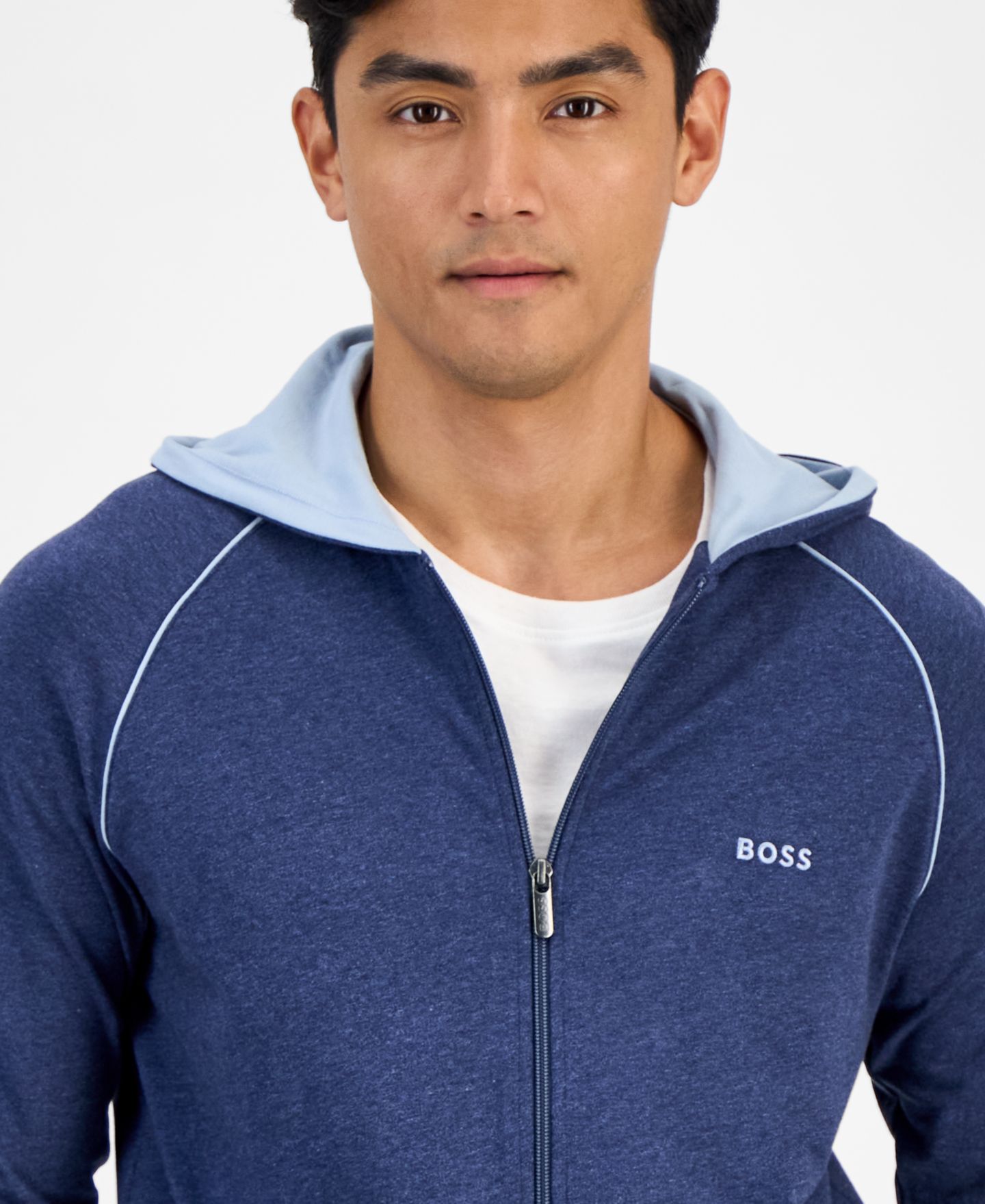 Мужское худи BOSS Mix and Match Logo Full-Zip, цвет: Синий — фото 3
