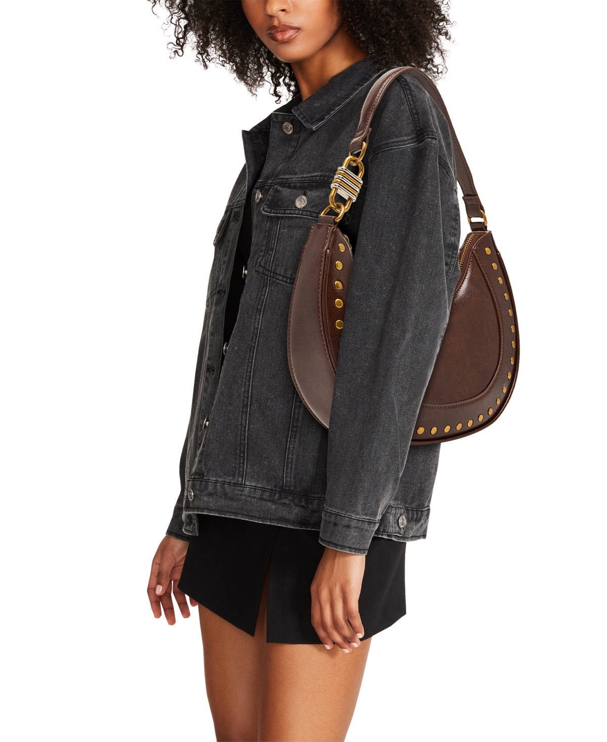 Steve Madden Bliamm Studded Mini Shoulder Bag In Brown