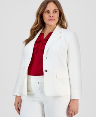 Plus Size Stretch Crepe Two-Button Blazer