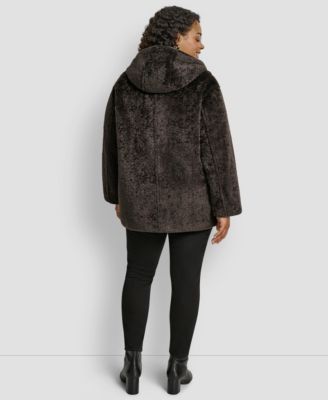 Plus Size Hooded Toggle Coat