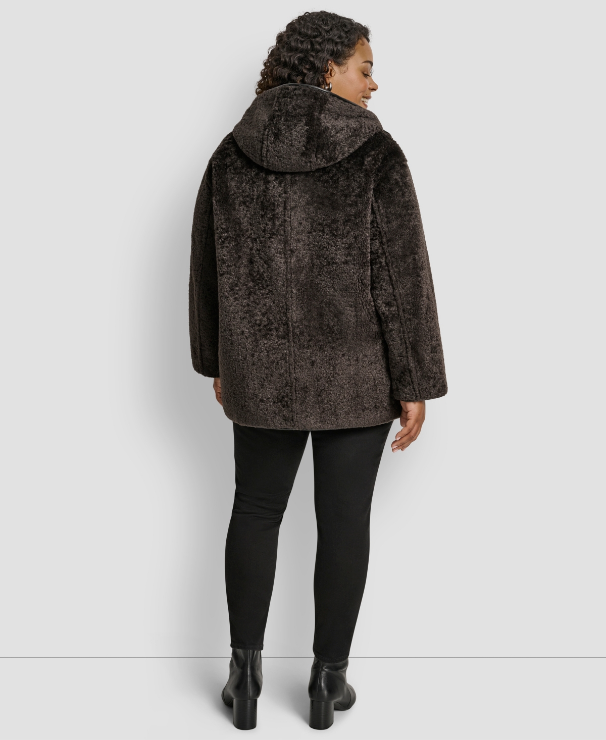 Dkny Plus Hooded Toggle Coat