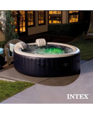 PureSpa Plus 6 Person Inflatable Round Hot Tub Set with 170 AirJets, Blue