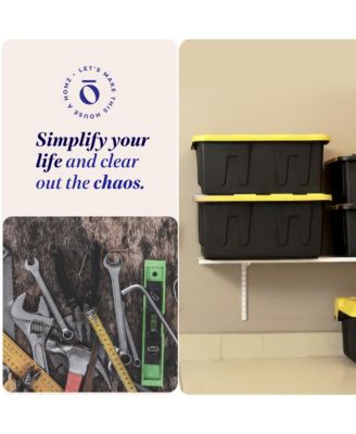 34 Gallon Durabilt Home Storage Container w/Lid, Black/Yellow (2 Pack