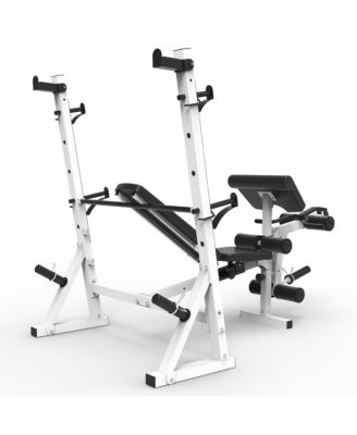 Olympic Weight Bench, Home Gym Exercise Equipment Workout Machine, White