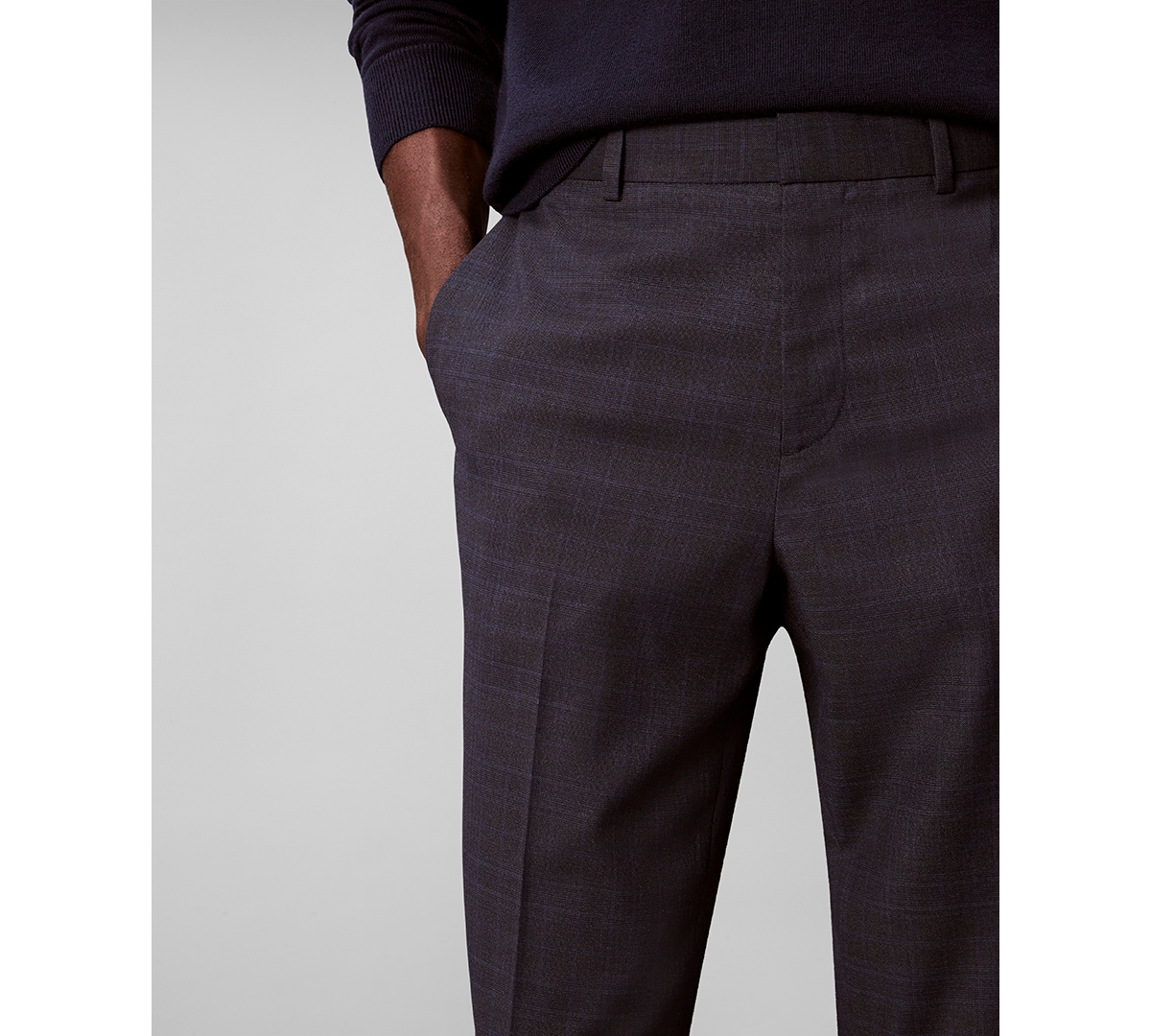 Calvin Klein Men's Viscose Blend Check Slim Trouser In Purple