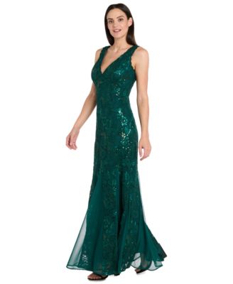 Petite Sequin Detail Godet Formal Dress