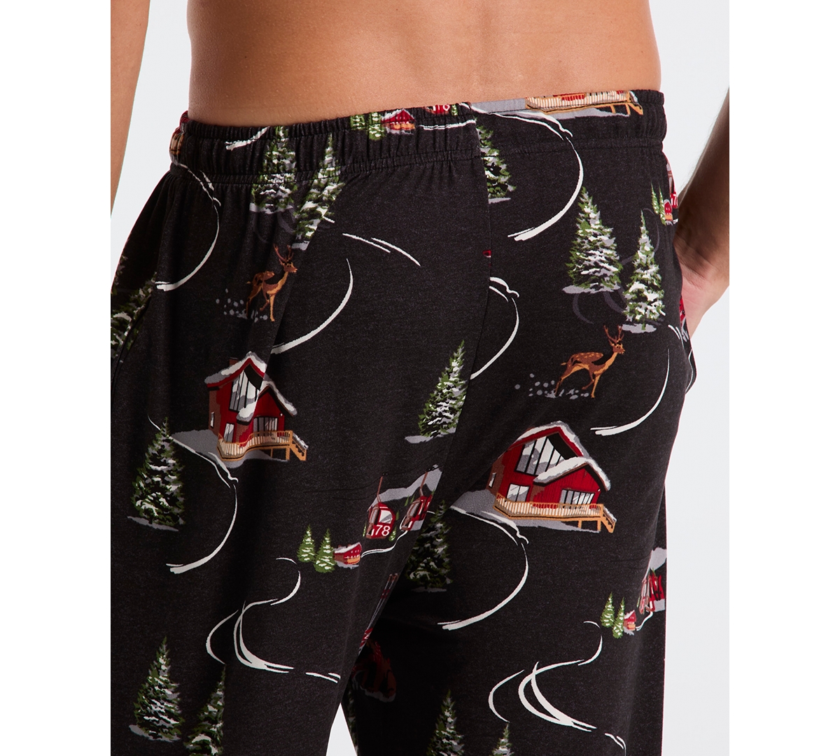 Perry Ellis Portfolio Men's Deluxe Touch Snow Day Print Pajama Pants In Black