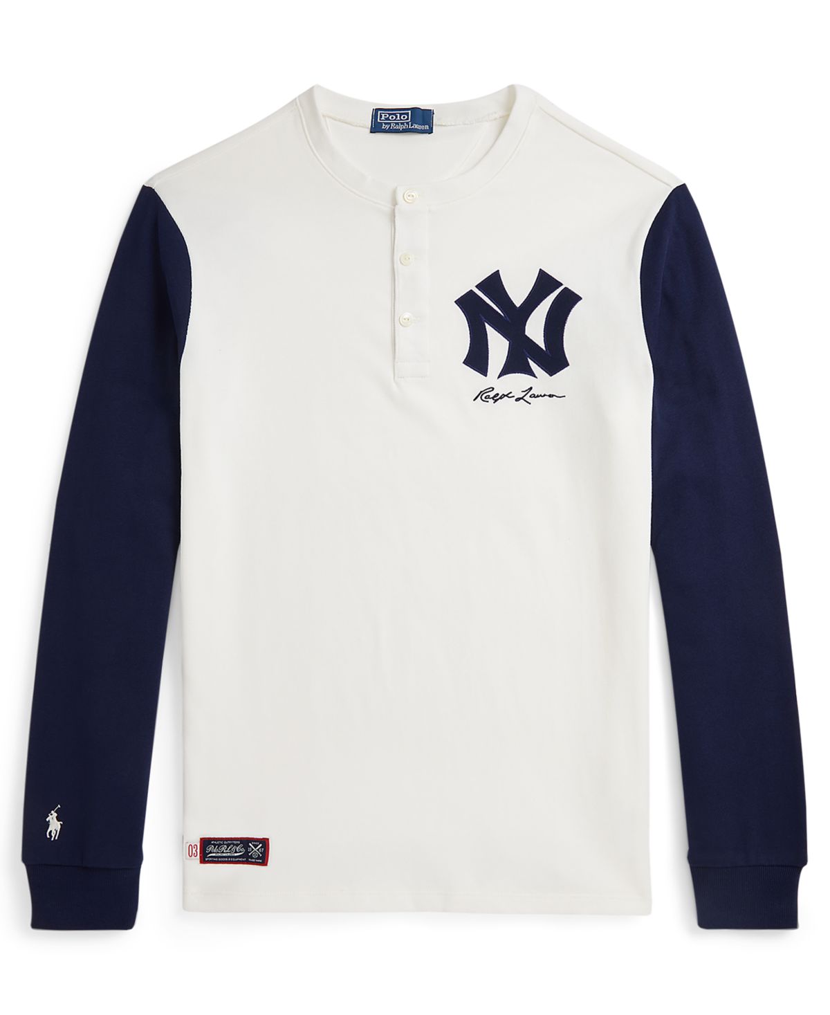 Мужская футболка Yankees Henley с длинным рукавом