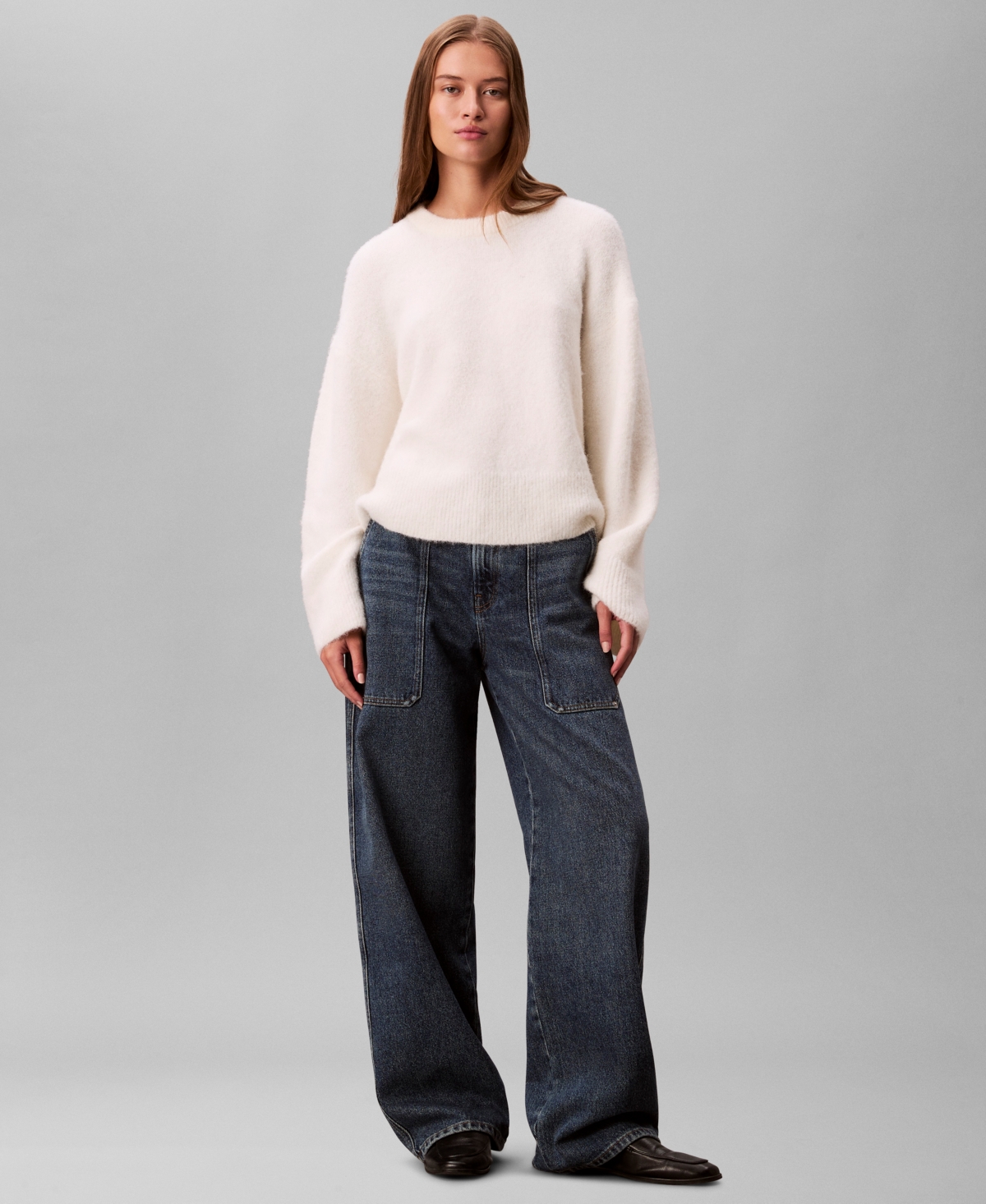 Calvin Klein Jeans Est.1978 Women's Soft Yarn Sweater In White