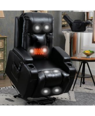 Power Lift Recliner Chair, 350 lbs Capacity, Infinite Position, Vibration Massage, Lumbar Heat, USB Port & Cup Holders