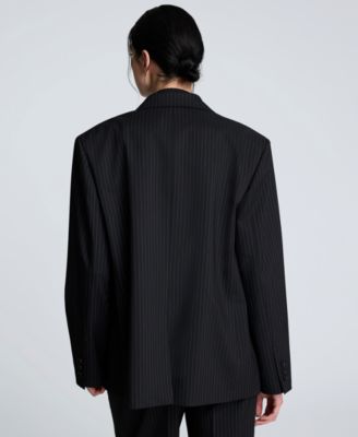 Women's Pinstripe Double-Breasted Boyfriend Jacket