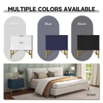 2-Drawer Nightstand with Metal Base