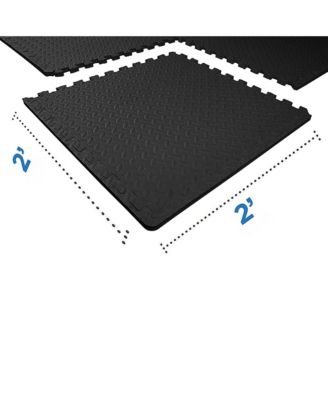 96 Sq Ft Interlocking Exercise Mat Tiles, Black (2 Pack)