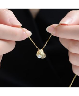 14K Gold Plated with Mother of Pearl Heart Design Pendant Necklace Engraving: “You are my heart forever”