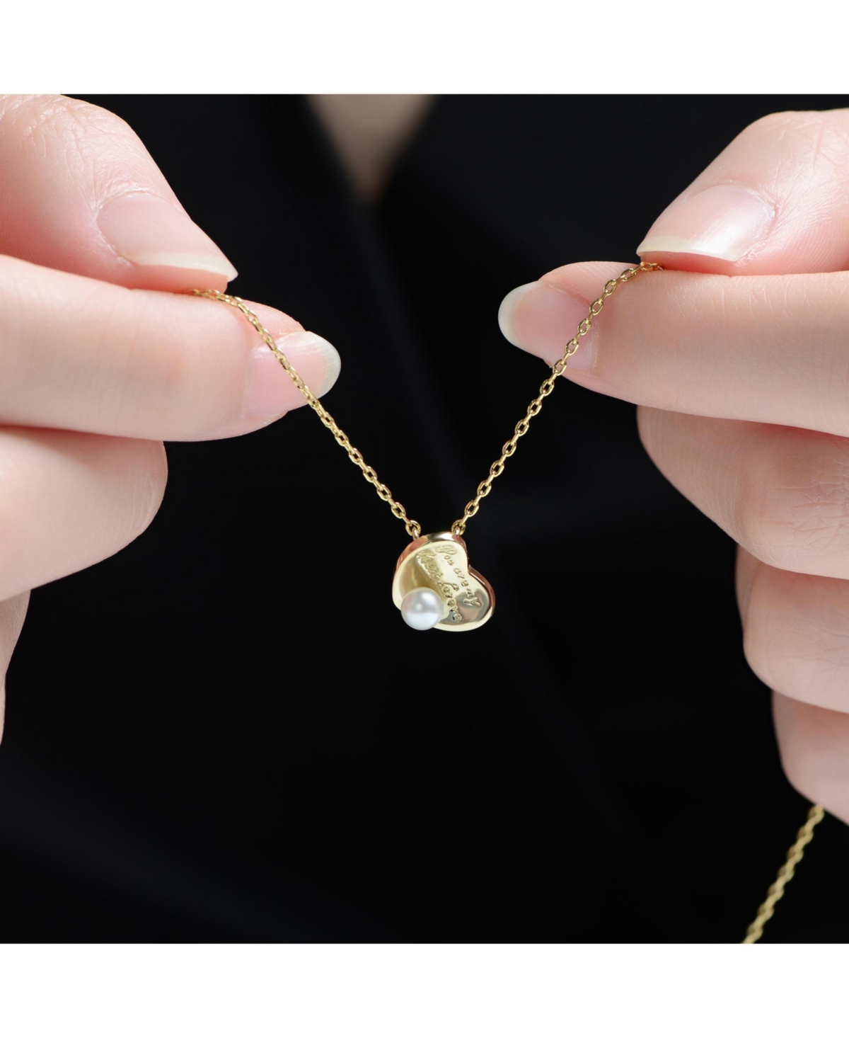 GiGiGirl 14K Gold Plated with Mother of Pearl Heart Design Pendant Necklace Engraving: “You are my heart forever”