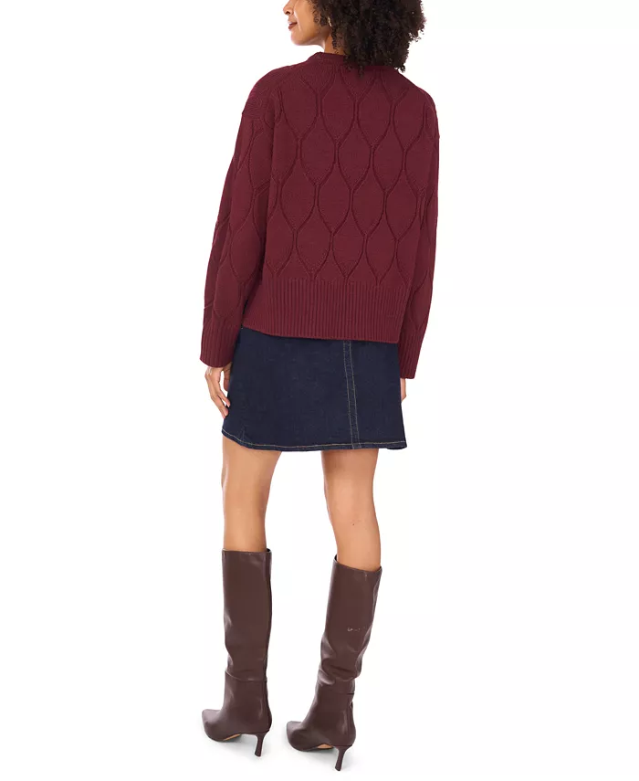 Women's Crewneck Textured Knit Pattern Long-Sleeve Sweater - thumbnail 7