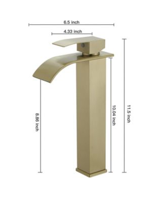 Waterfall Single Hole Single Handle Bathroom Vessel Sink Faucet With Supply Hose in Brushed Gold