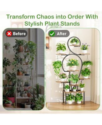 63" Tall Indoor Plant Stand with Grow Light