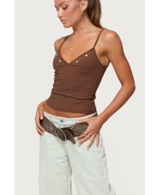 Women's Holland Bead V Neck Tank Top