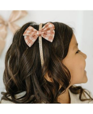 Child Girl's Gingham Printed Tulle Bow Headband
