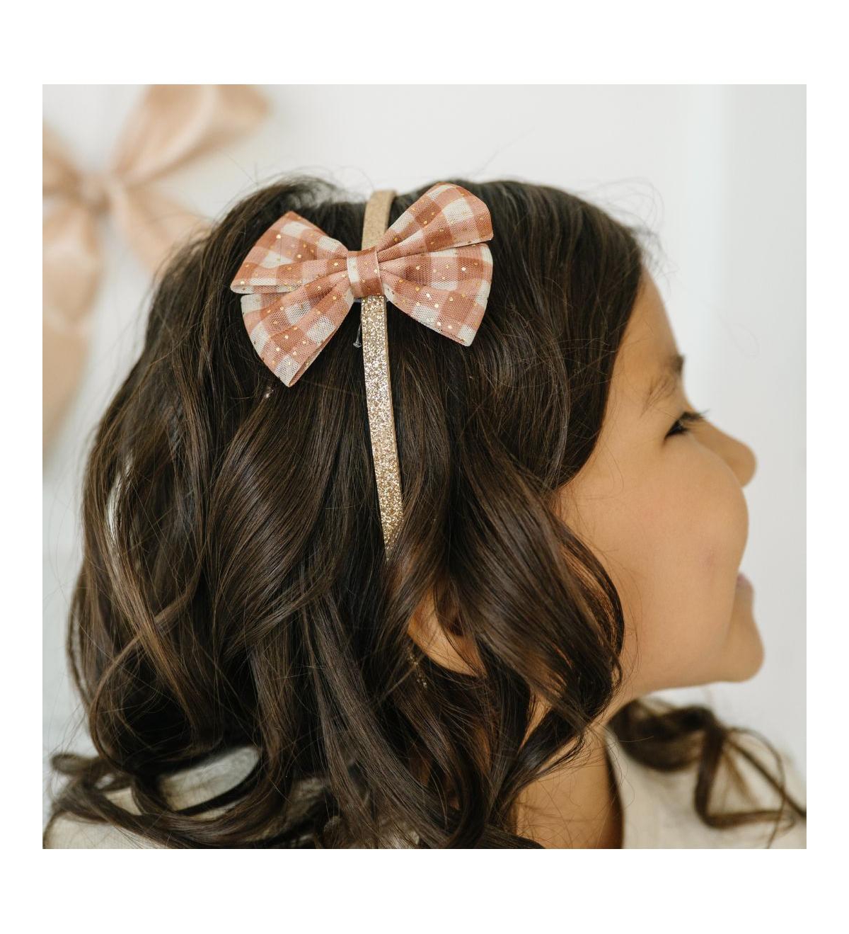 Sweet Wink Child Girl's Gingham Printed Tulle Bow Headband
