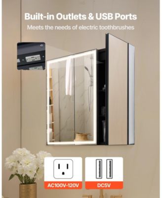 Lighted Medicine Cabinet with HD Tempered Glass Mirror Recessed Wall