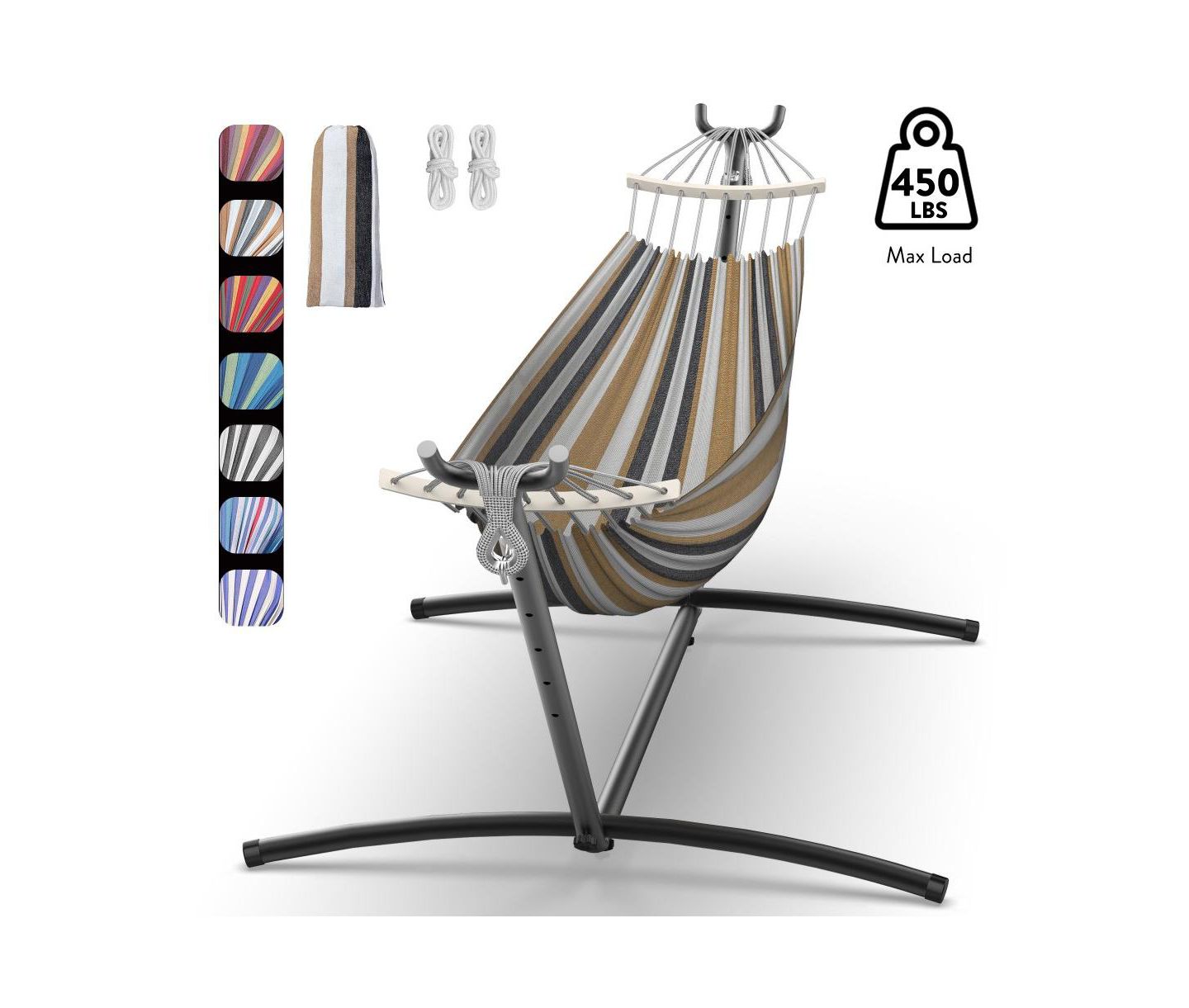 Детская игрушка Gyroor Heavy-Duty Steel Stand Double Hammock: Portable, Easy Assembly, 600lbs Capacity – Fit for Indoor/Yard/Camping/Outdoor — фото 7