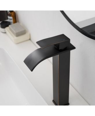 Waterfall Single Hole Single Handle Bathroom Vessel Sink Faucet With Pop-up Drain Assembly in Oil Rubbed Bronze