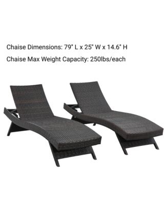 Outdoor Wicker Chaise Lounges (Set of 2), 79 inch, Dark Brown - Chic Crate