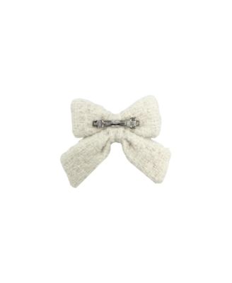Girls Boucle Hair Bow Barrette in White