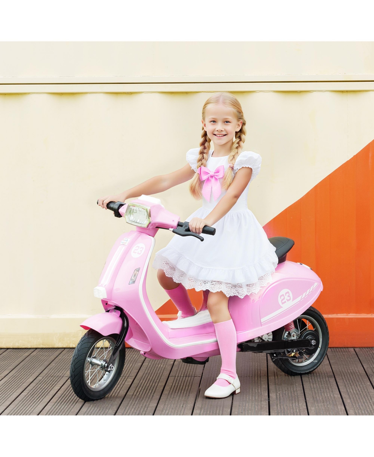 Qaba 24V Kids Motorcycle with Rear Suspension, Lights for 8-12 Years,