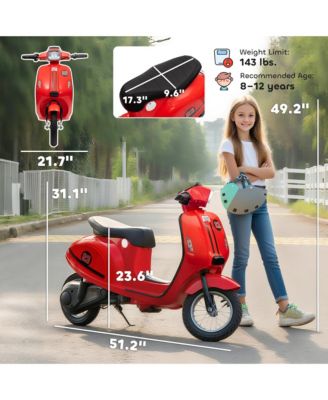 24V Kids Motorcycle with Rear Suspension, Lights for 8-12 Years,