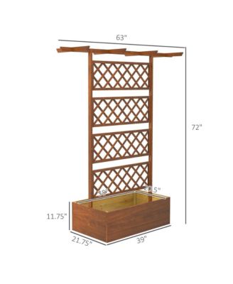 Outsunny Wood Planter with Trellis Privacy Screen
