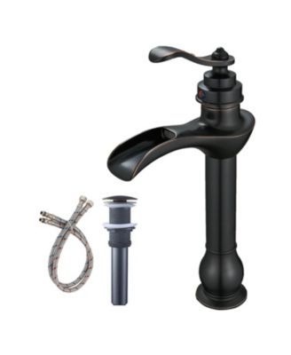 Waterfall Single Hole Single-Handle Vessel Bathroom Faucet in oil rubbed bronze