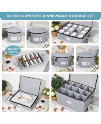Hard Shell 8-Piece Set Moving Boxes for Dinnerware Service for 12 China Storage Containers
