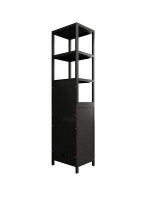 BLACK Slim Tall Cabinet Shutter Door +3 Tier Shelves