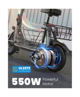 Adults  Electric Scooter: Foldable, 550W Motor (18.6 MPH/20 Miles), Large Middle Basket & Seat – Perfect for Pets & Cargo