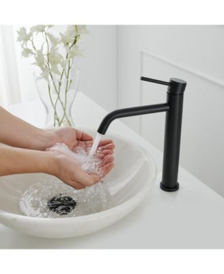 Modern Single Hole Single Handle Vessel Bathroom Vanity Sink Faucet With Pop Up Drain Without Overflow