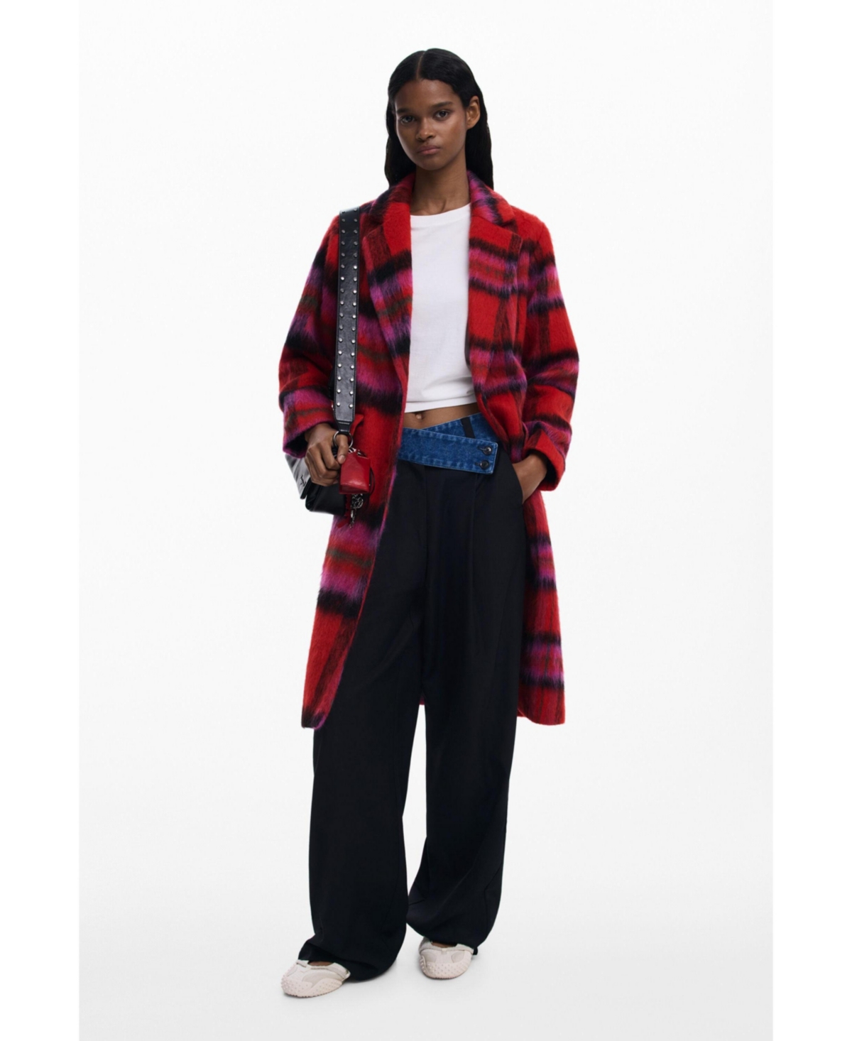 Desigual Women's Red tartan coat
