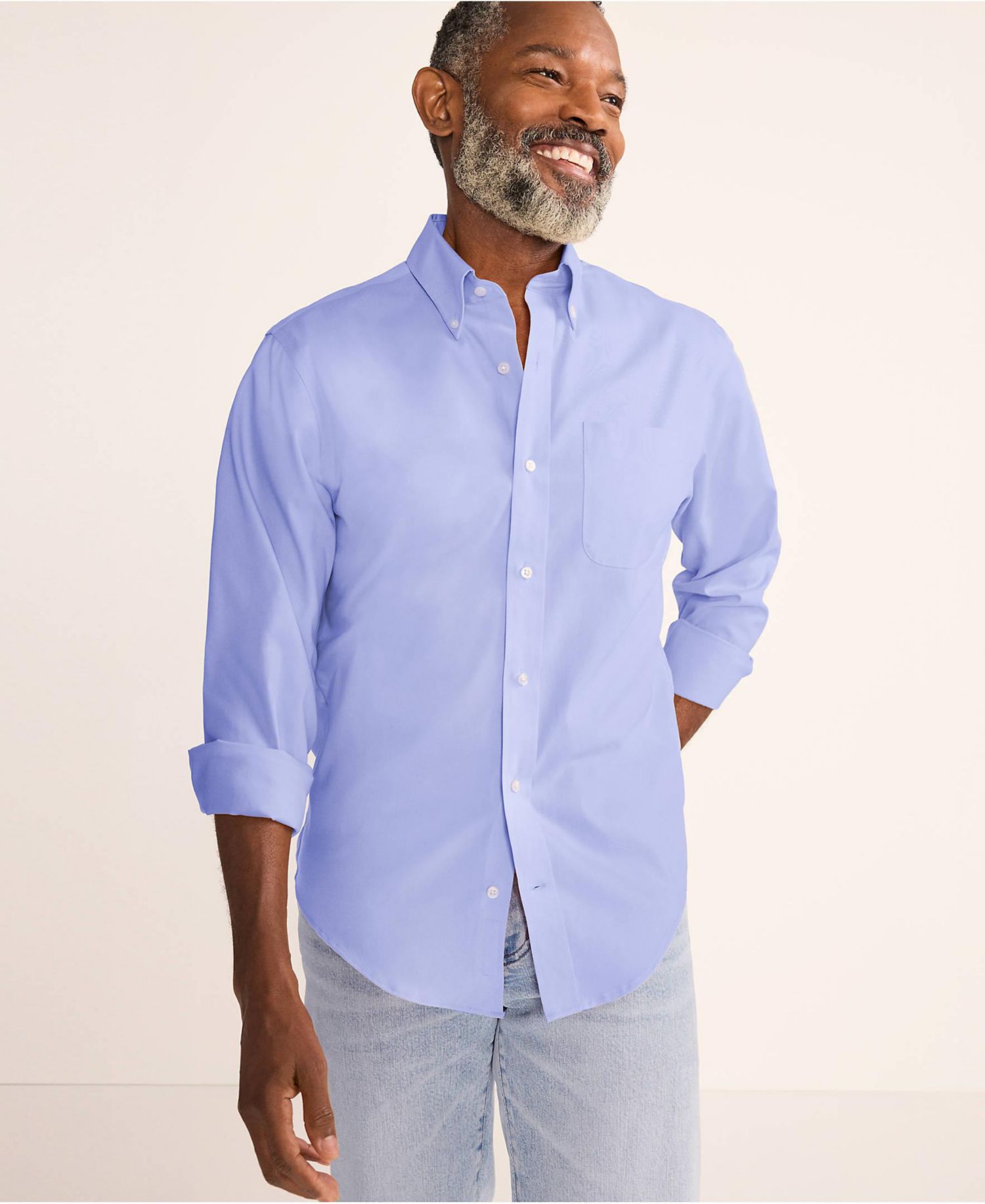 Men's No Iron Supima Cotton Pinpoint Buttondown Collar Dress Shirt