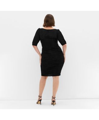 Plus Size Bustier Elbow Sleeve Dress