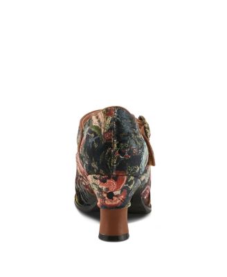 Women's Adodora-Prit Baroque Mary Janes with Velvet and Leather Upper, Scalloped Edges, Antique Buckle, Cushioned Insole, and Sculpted Heel