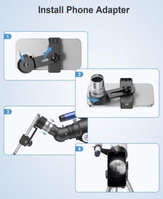 80mm Astronomical Refractor Telescope for Beginners with 150× Magnification, Adjustable Tripod, Phone Adapter and Carry Bag